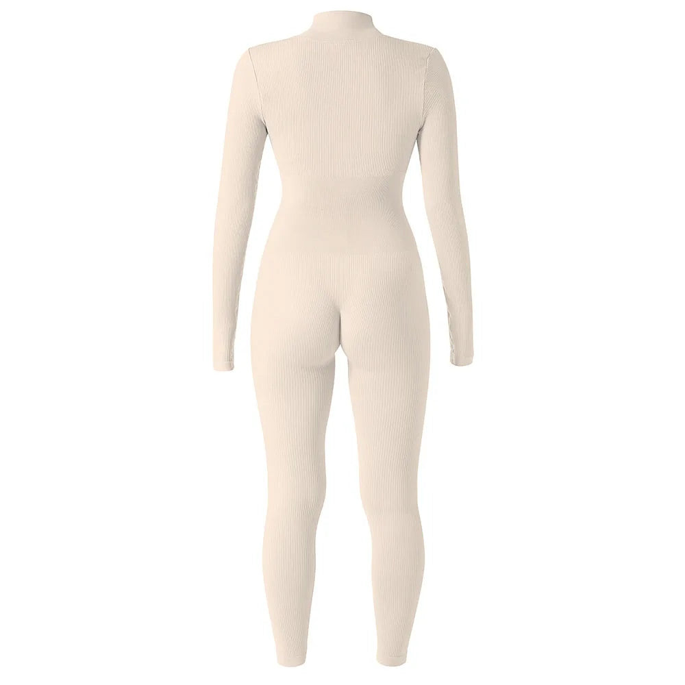 Women ‘s slim front Zipper Casual Brown Fitness Romper