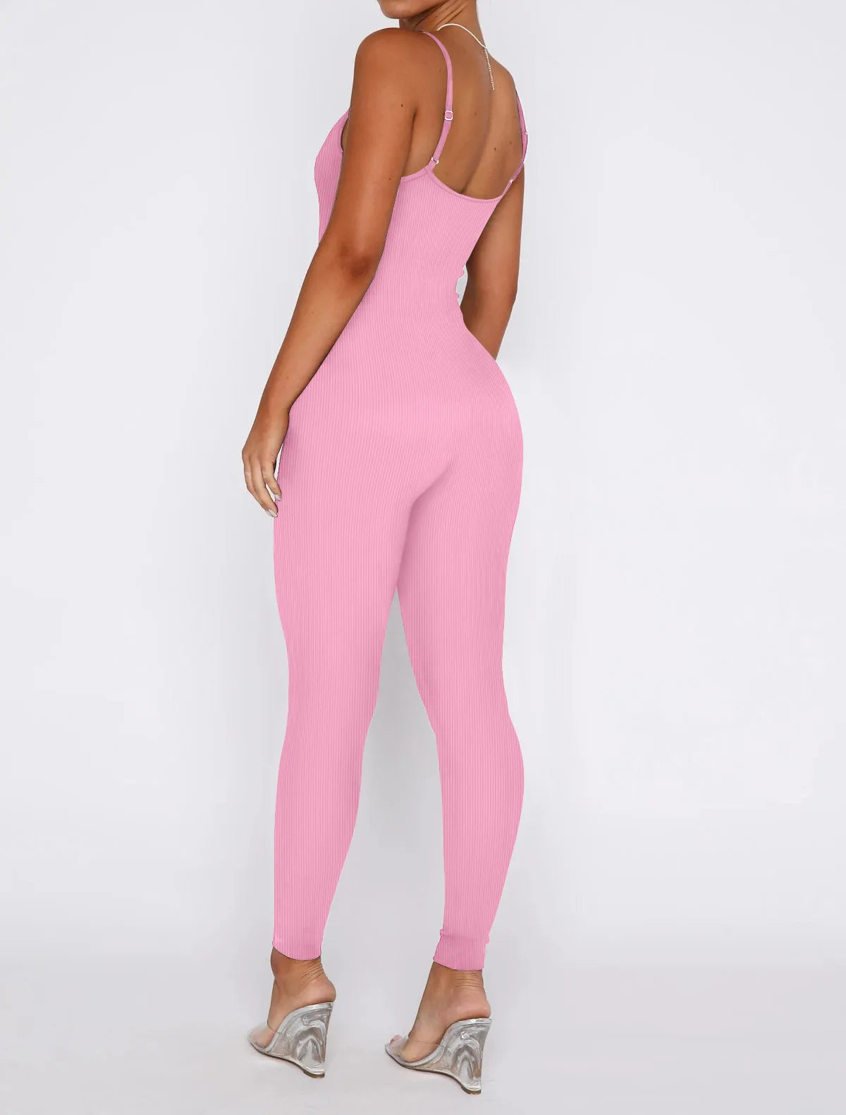Women Workout Seamless One Piece Spaghetti Strap Yoga Jumpsuit