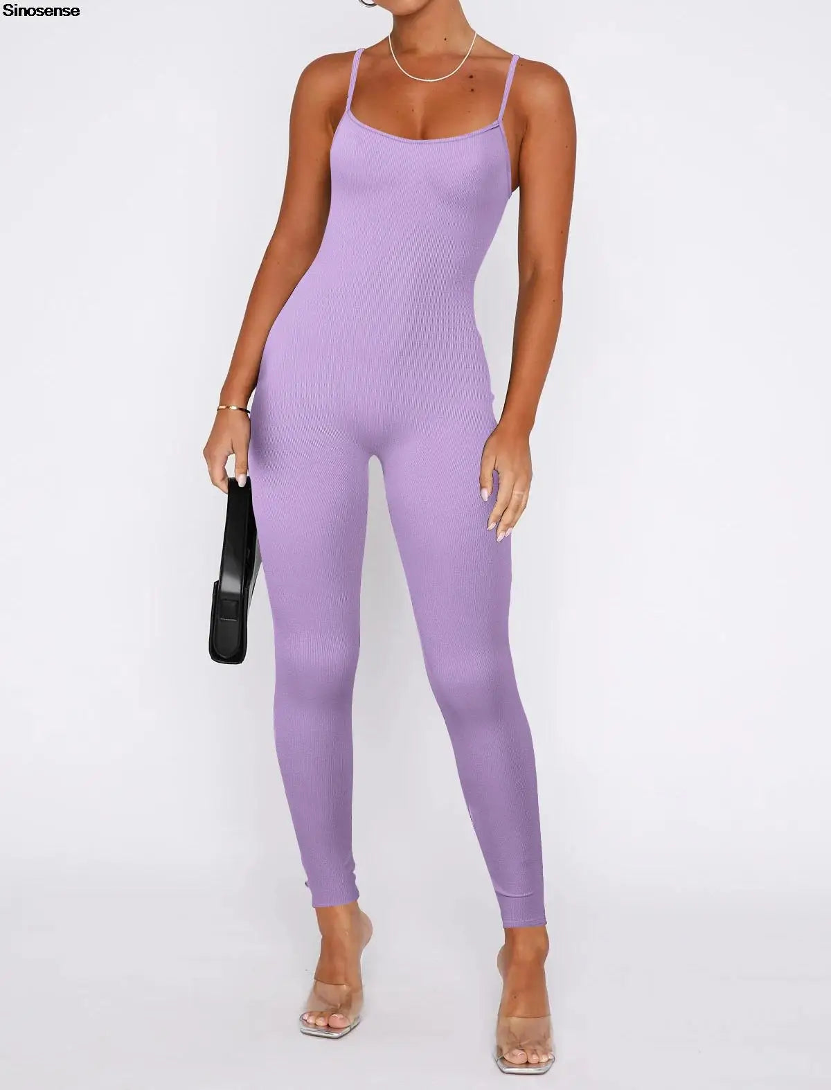 Women Workout Seamless One Piece Spaghetti Strap Yoga Jumpsuit