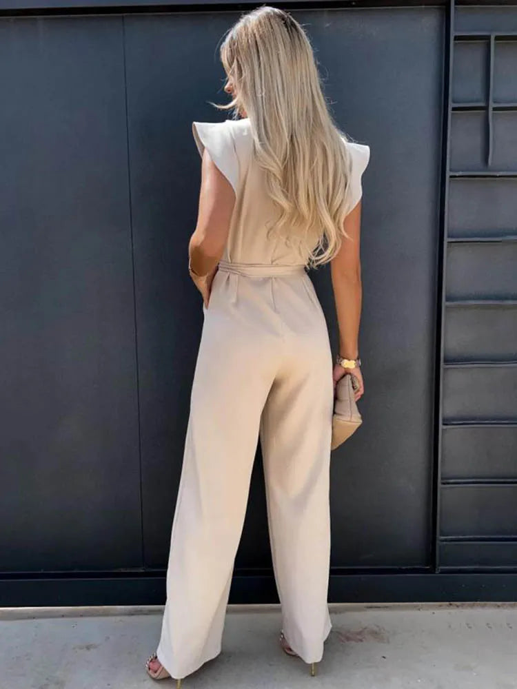 Elegant Short Sleeve Wide Leg Jumpsuit for Women