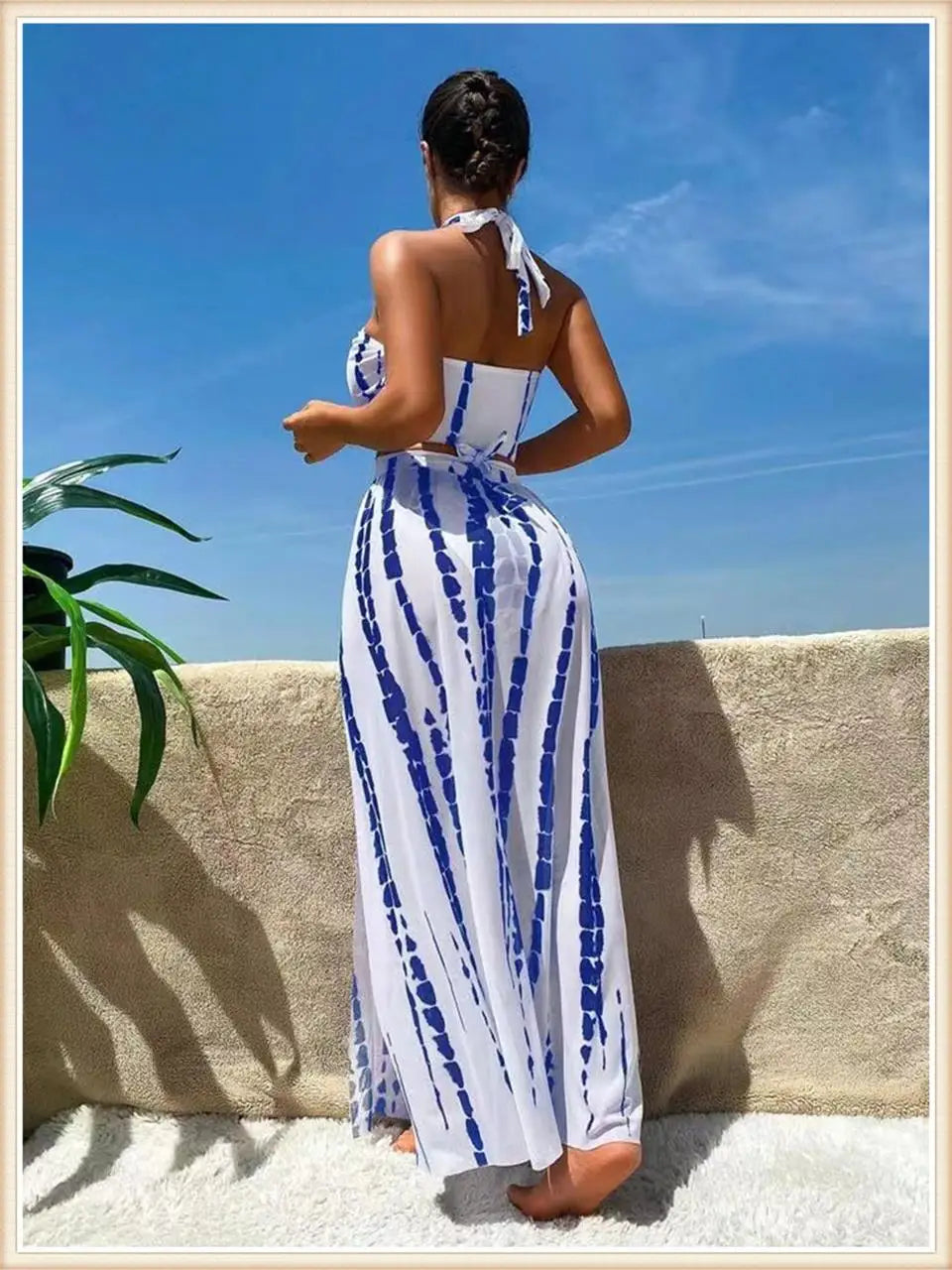 Women Sexy Halter Swimsuit & Cover Up Pants Swimwear