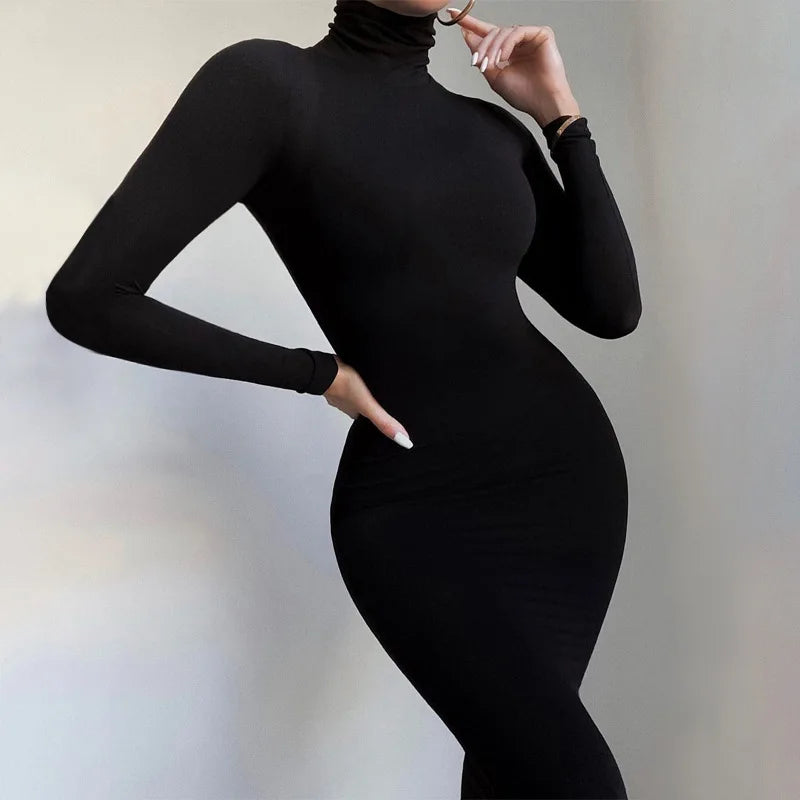 Women's Elegant High Collar Long Sleeve High Waist Jumpsuit
