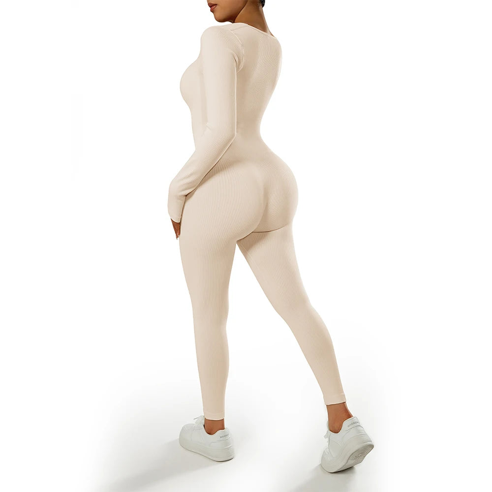 Women ‘s slim front Zipper Casual Brown Fitness Romper
