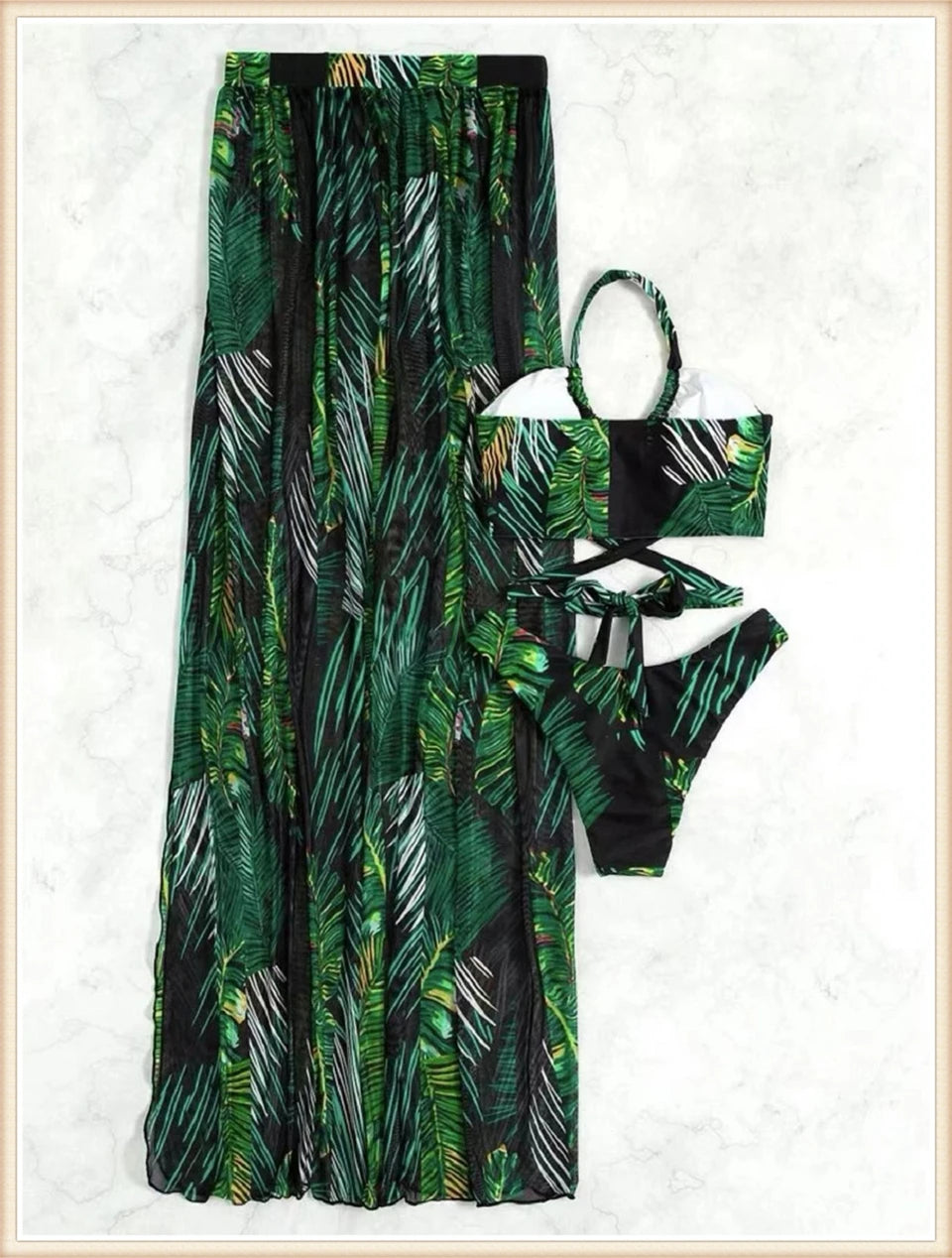 Women Sexy Halter Swimsuit & Cover Up Pants Swimwear