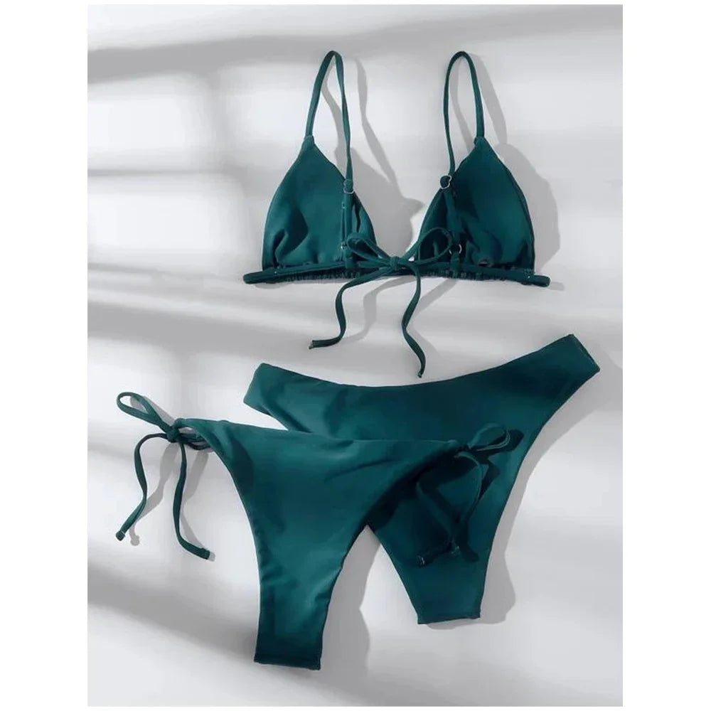 Solid Low Waist Swimsuit Beachwear Bathing Suit