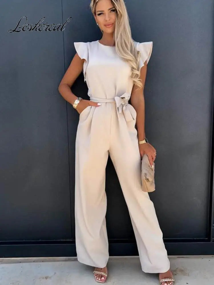 Elegant Short Sleeve Wide Leg Jumpsuit for Women