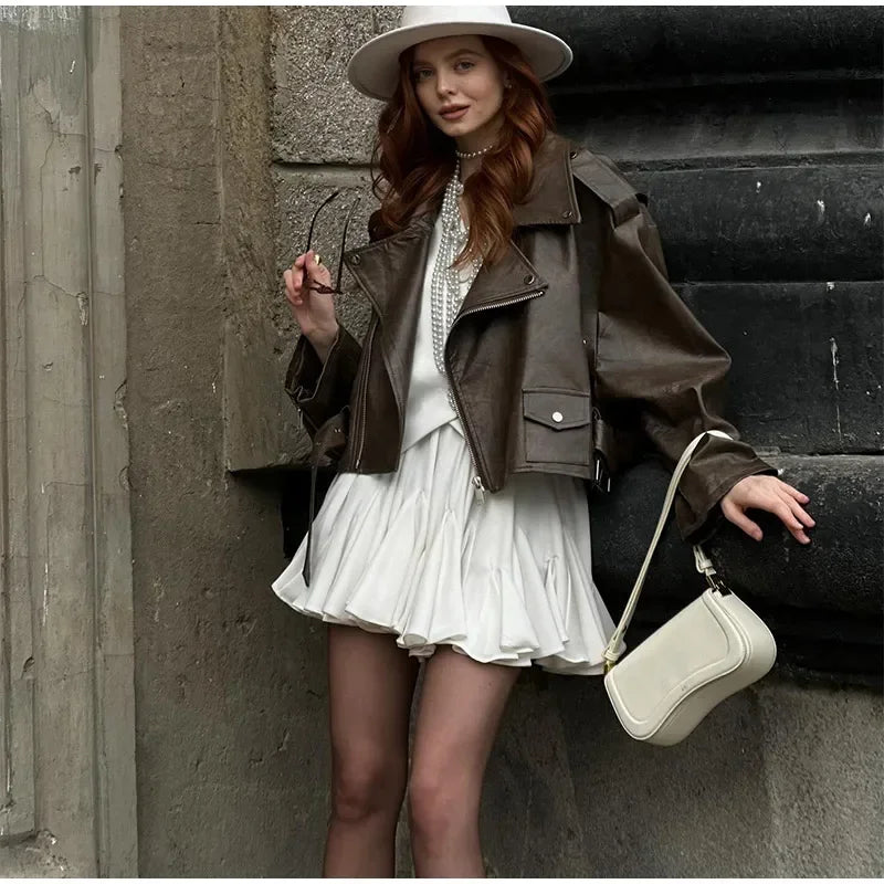 Elegant White Ruffled High Waist Mini Skirt For Women