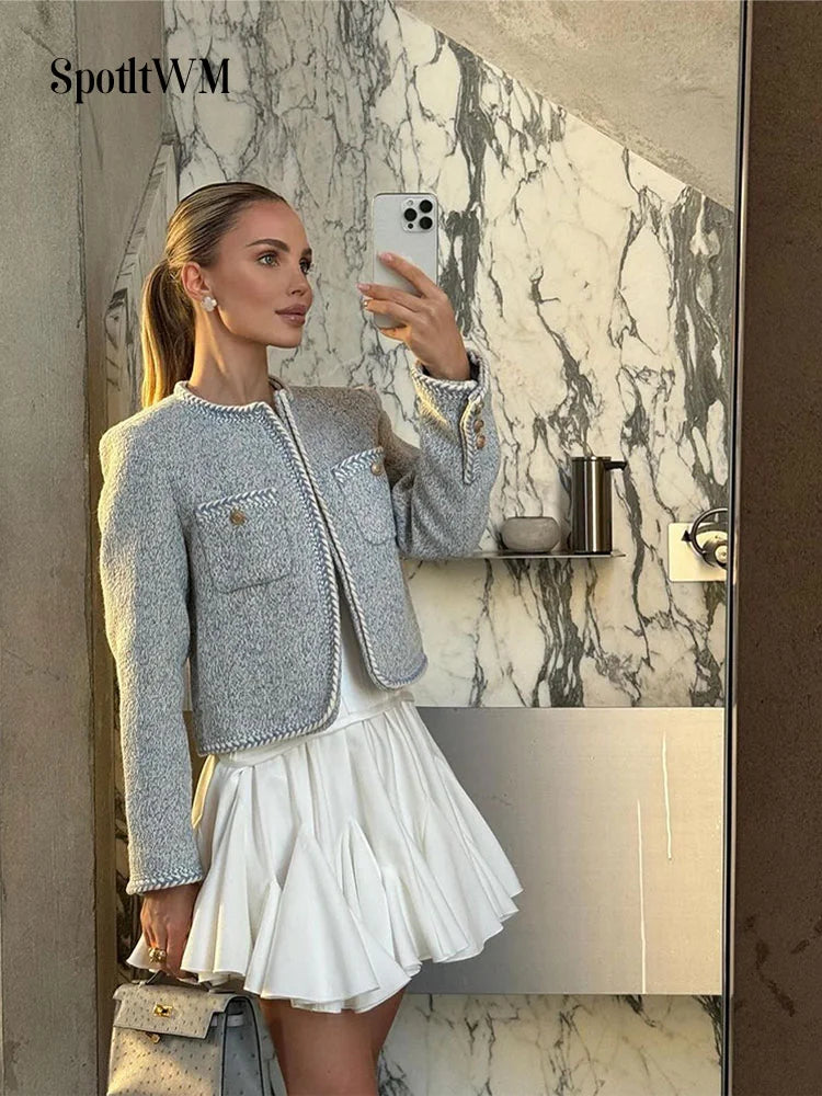 Elegant White Ruffled High Waist Mini Skirt For Women