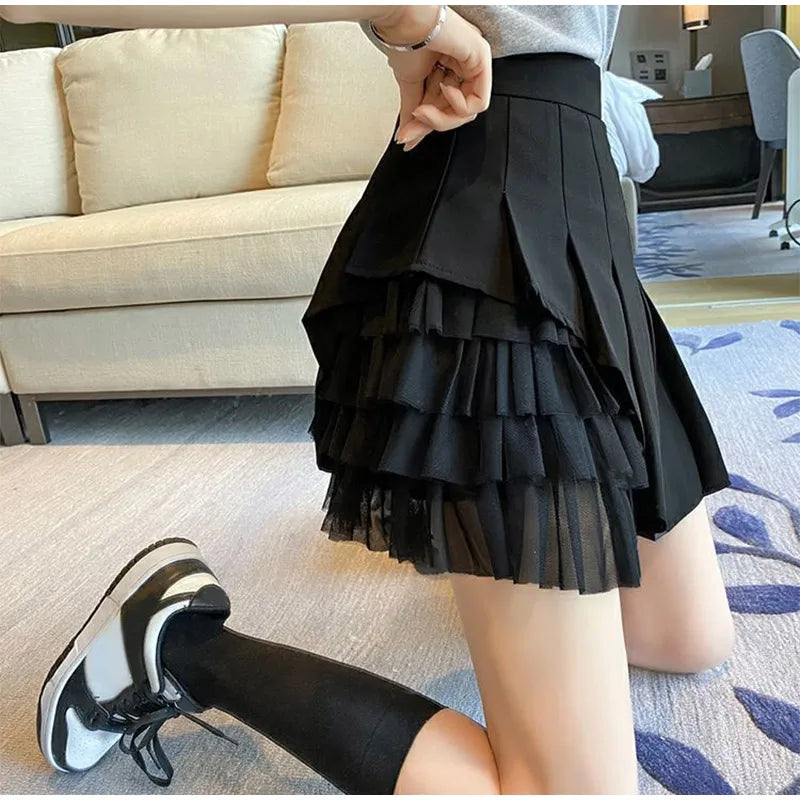 Elegant White Ruffled High Waist Mini Skirt For Women