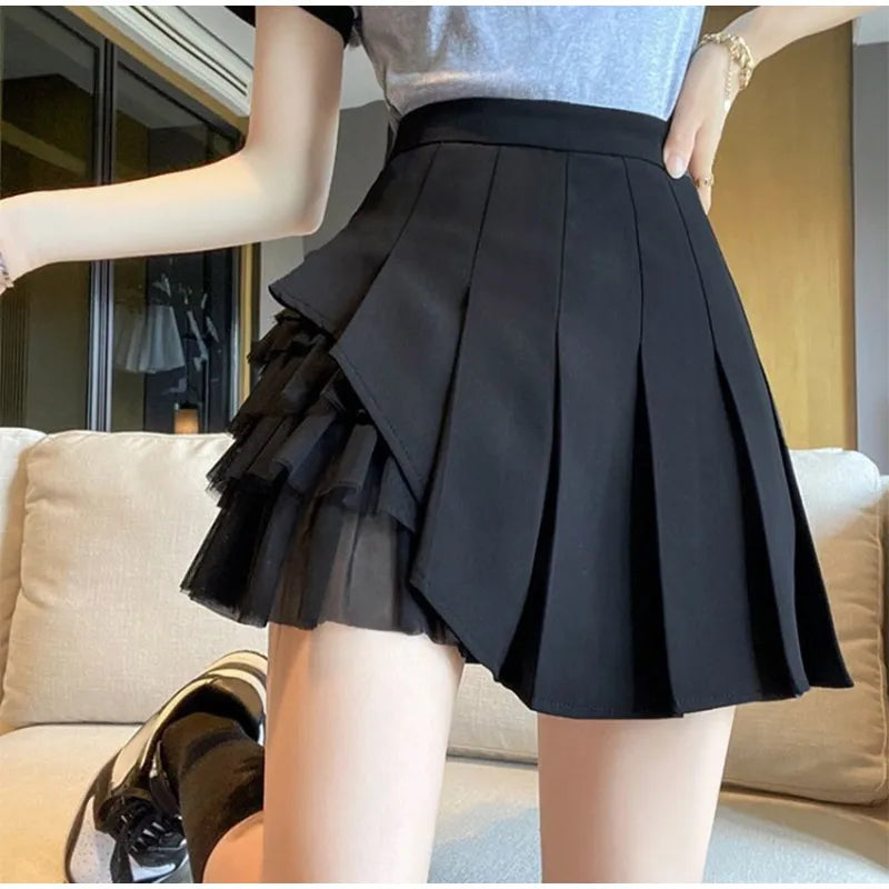 Elegant White Ruffled High Waist Mini Skirt For Women