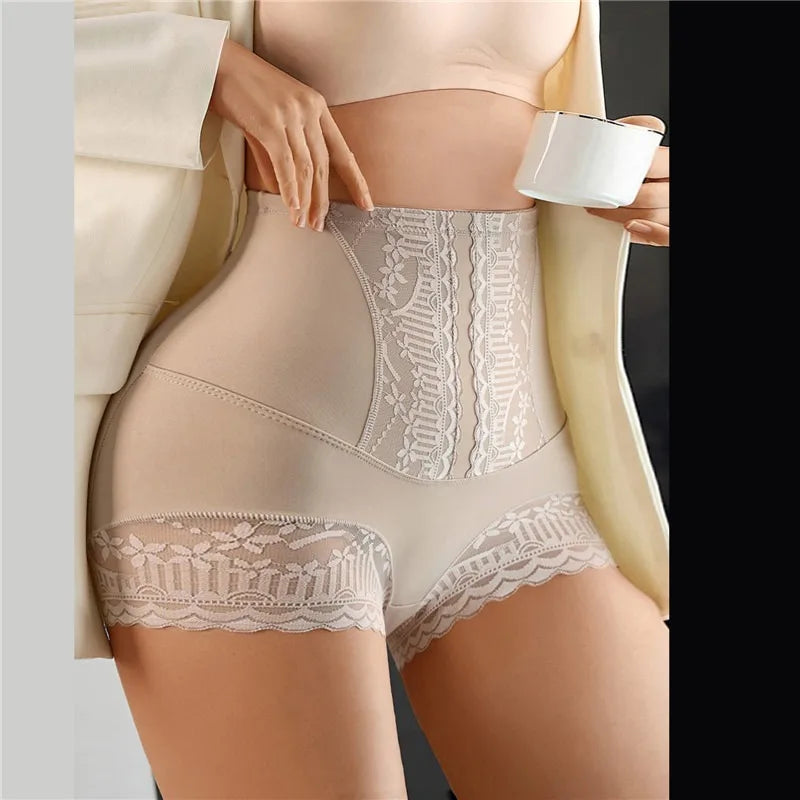 Women High Waist Control Seamless Lace Slimming Shapewear Panties