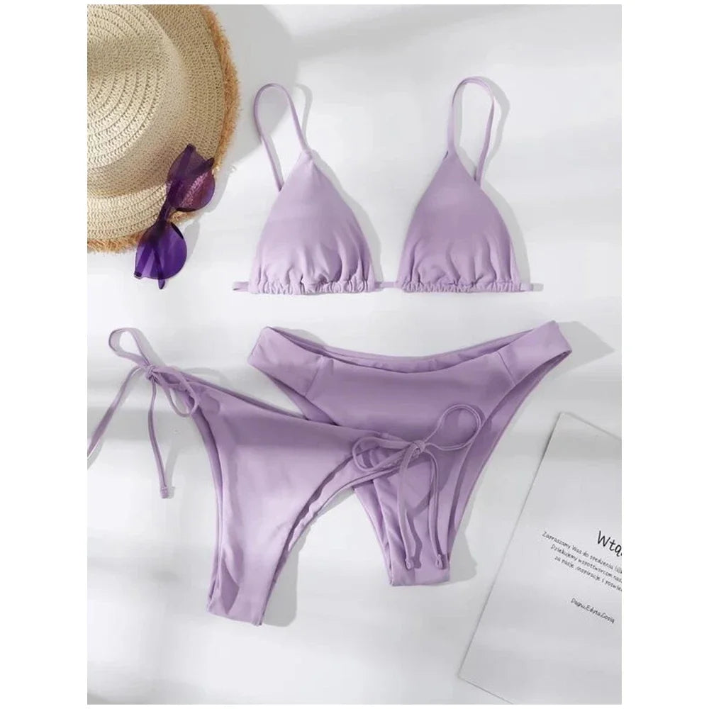 Solid Low Waist Swimsuit Beachwear Bathing Suit