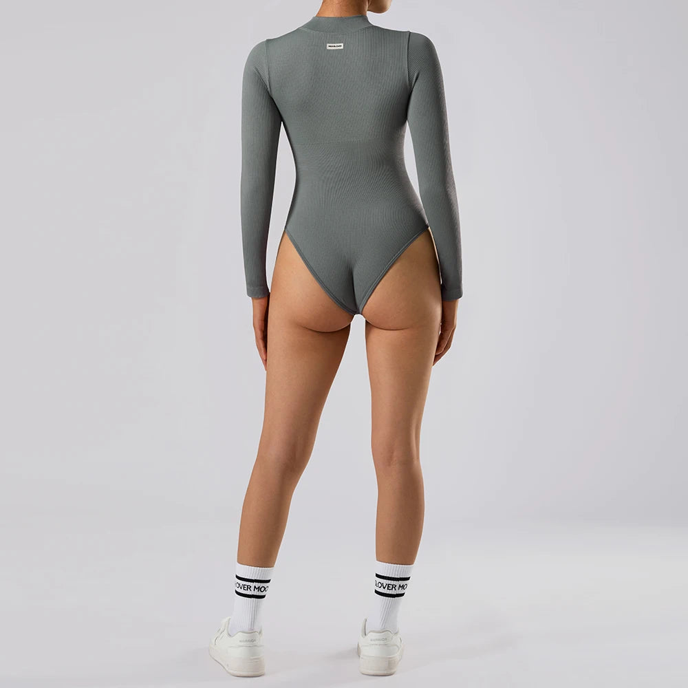 Women ‘s slim front Zipper Casual Brown Fitness Romper
