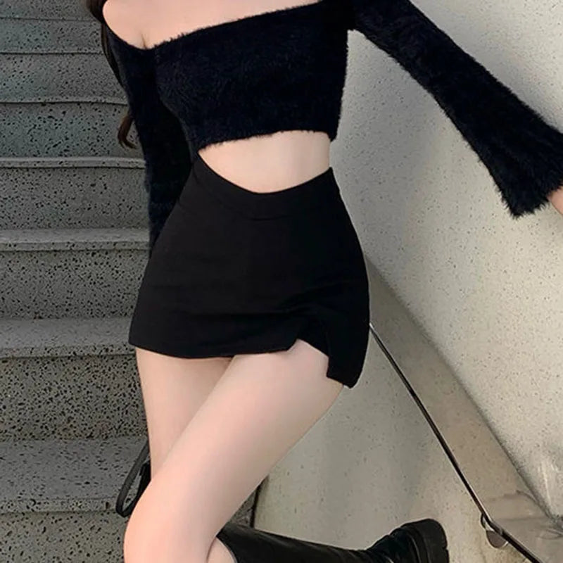 Women's Sexy Black Club High Waist Mini Skirts