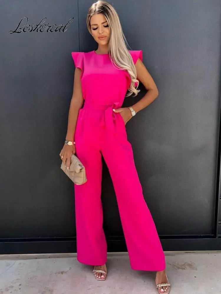 Elegant Short Sleeve Wide Leg Jumpsuit for Women