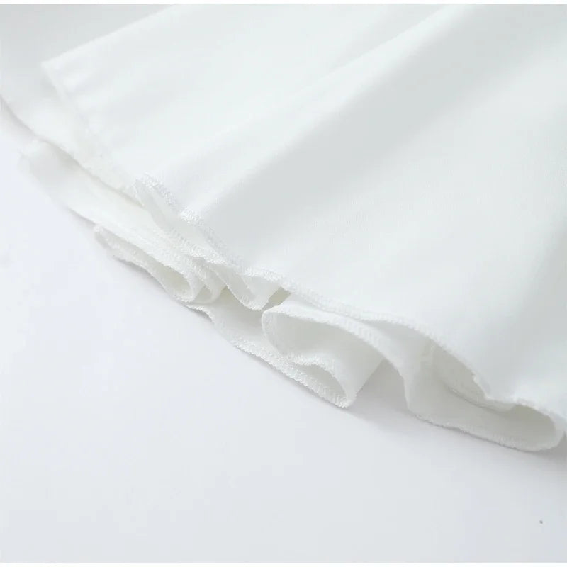 Elegant White Ruffled High Waist Mini Skirt For Women