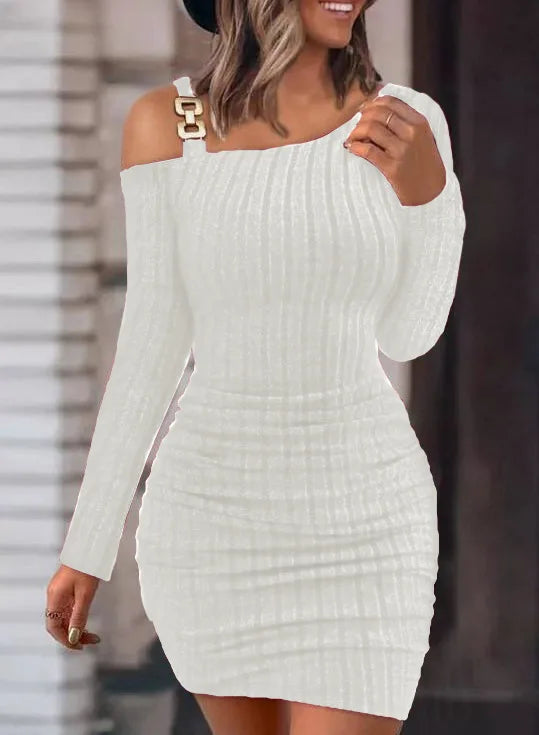 Sexy Chain Off Shoulder Mini Dress