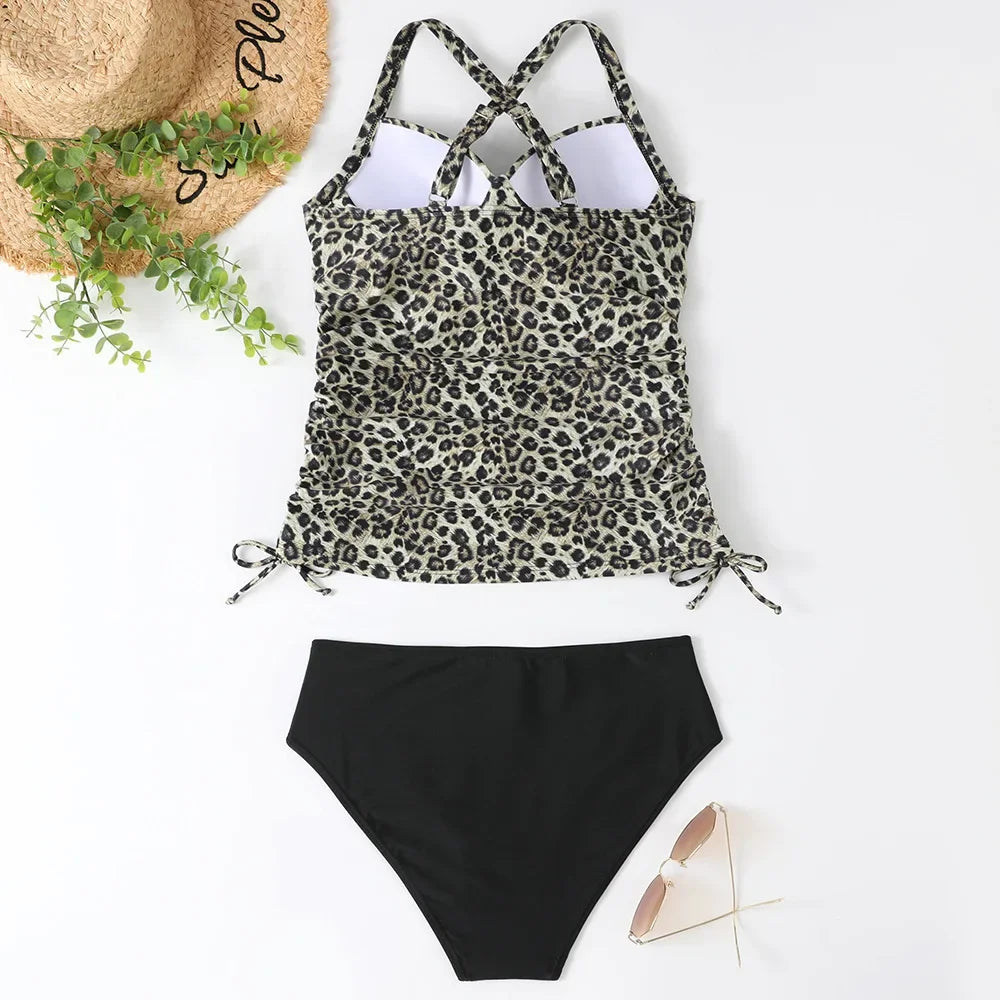 Summer Two Pieces Swimsuits Woman High Waisted Swimwear