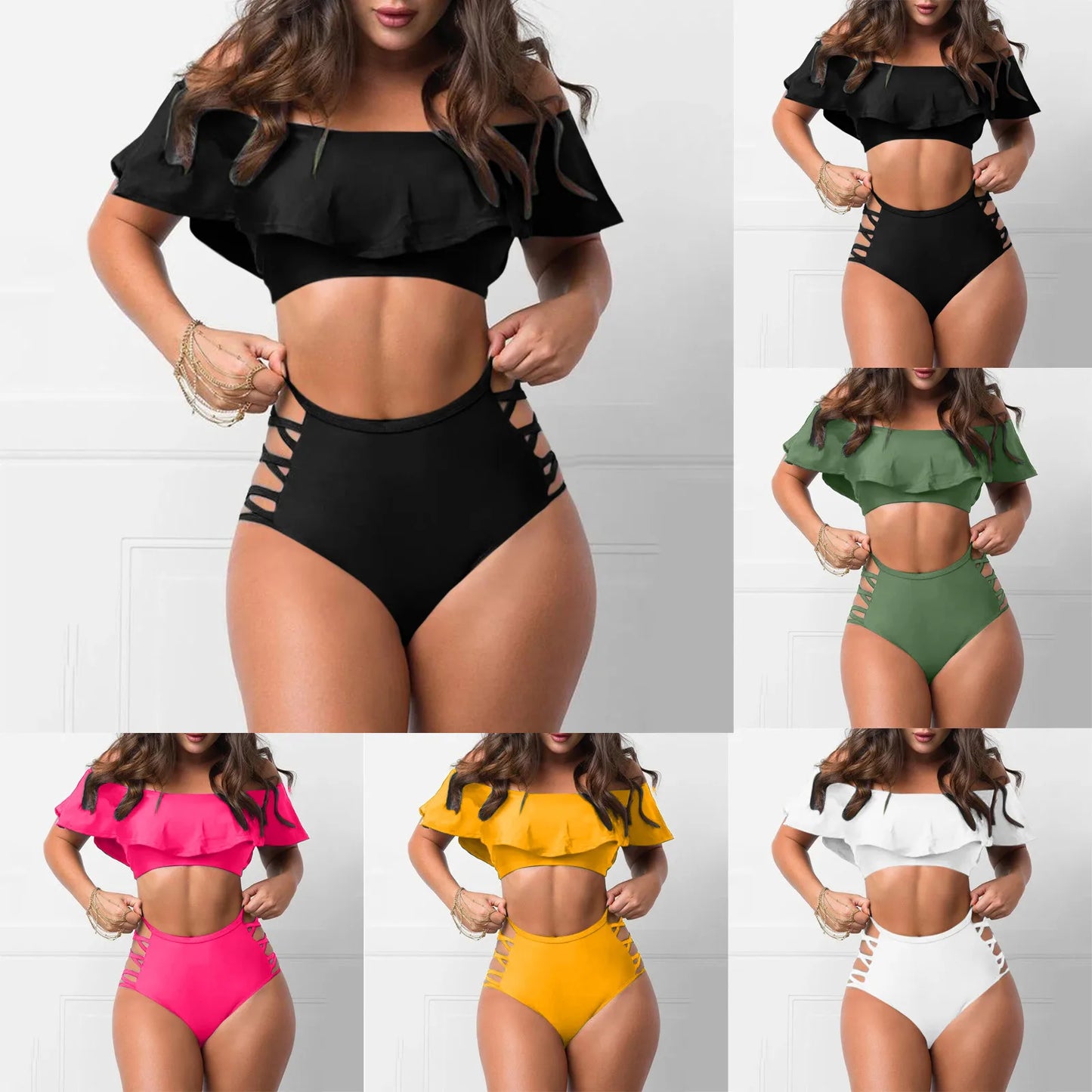 Sexy Ruffled Off Shoulder Bikini Sets