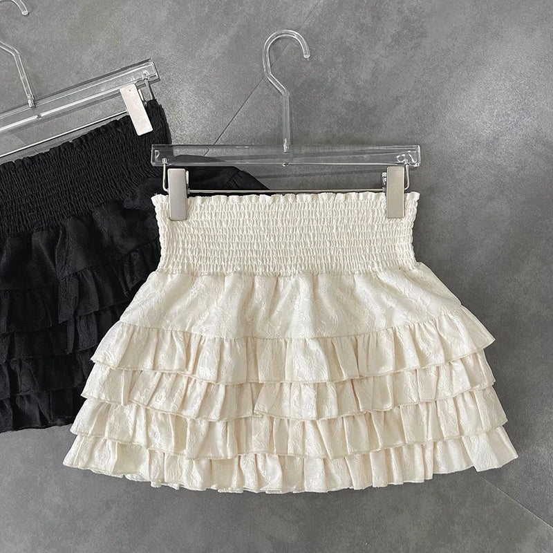 Women's Mini High Waist Lace A Line Streetwear Skirt