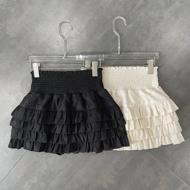 Women's Mini High Waist Lace A Line Streetwear Skirt