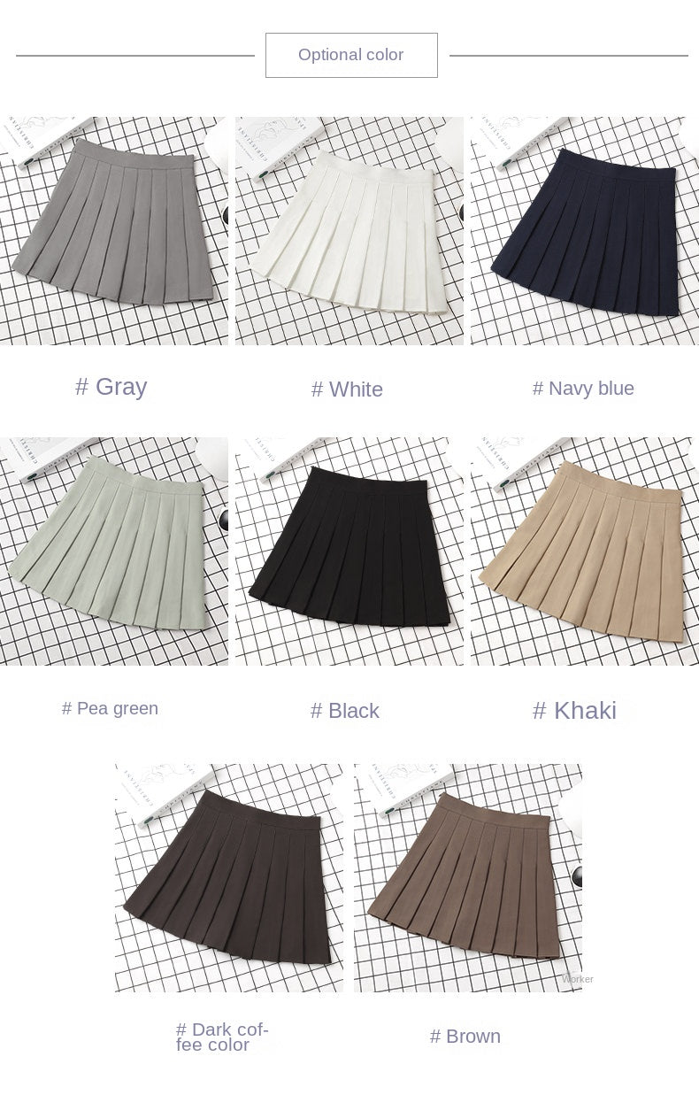 Brown Ladies Korean Style Black Mini Pleated Skirt