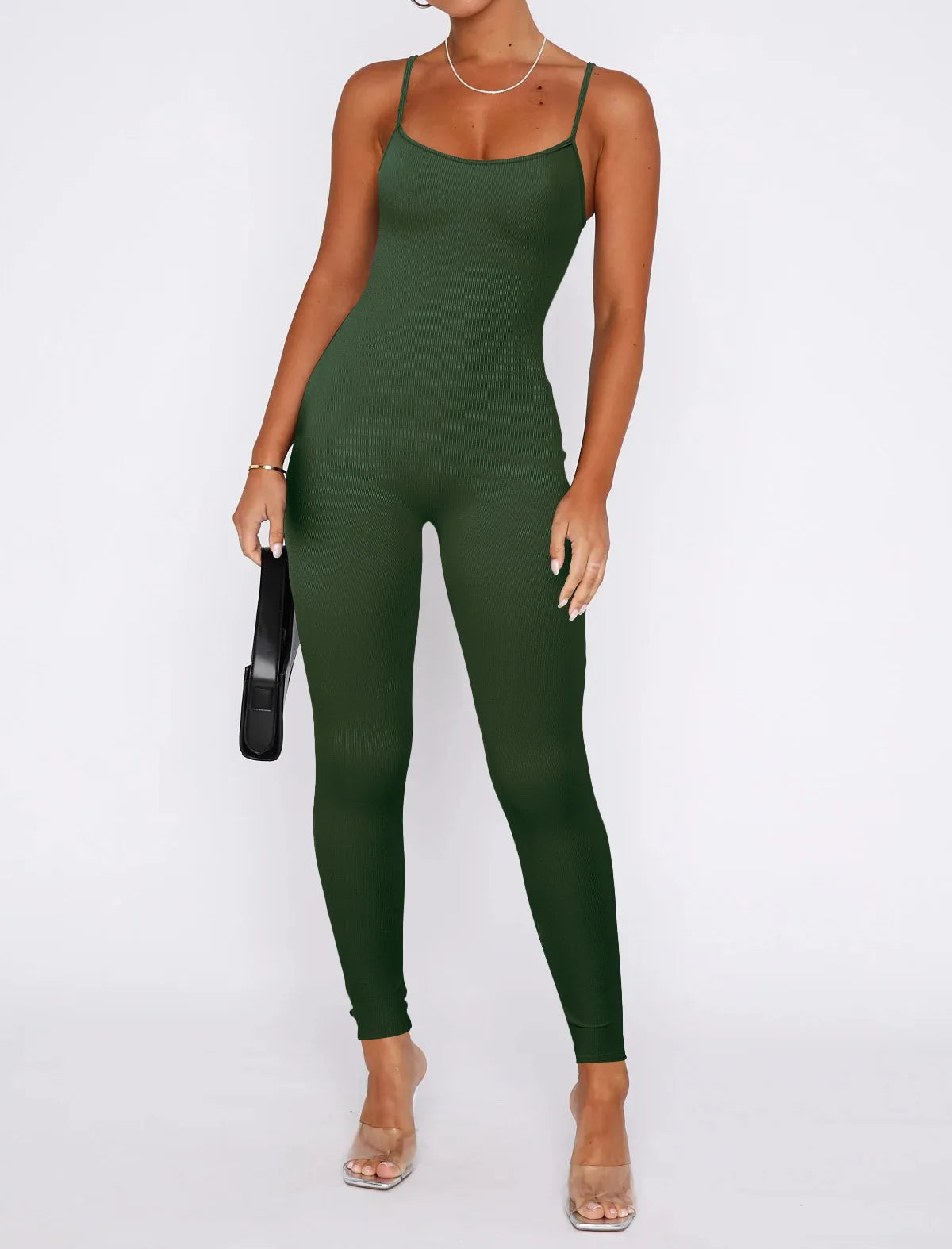 Women Workout Seamless One Piece Spaghetti Strap Yoga Jumpsuit