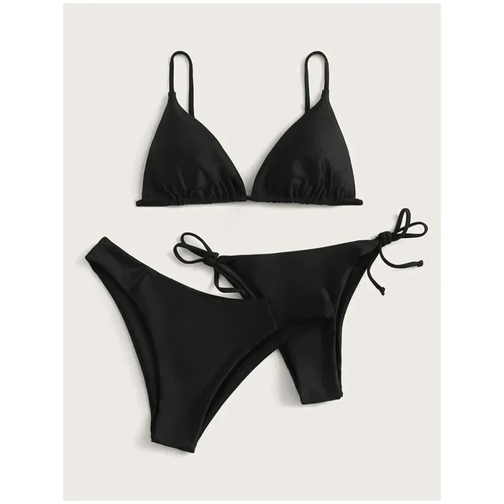 Solid Low Waist Swimsuit Beachwear Bathing Suit