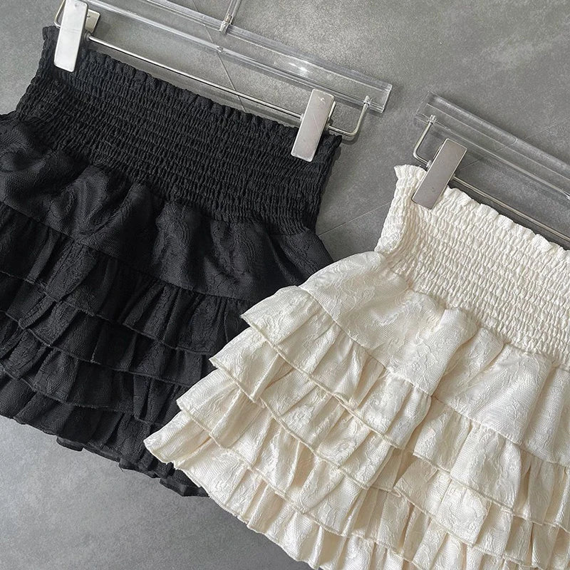 Women's Mini High Waist Lace A Line Streetwear Skirt