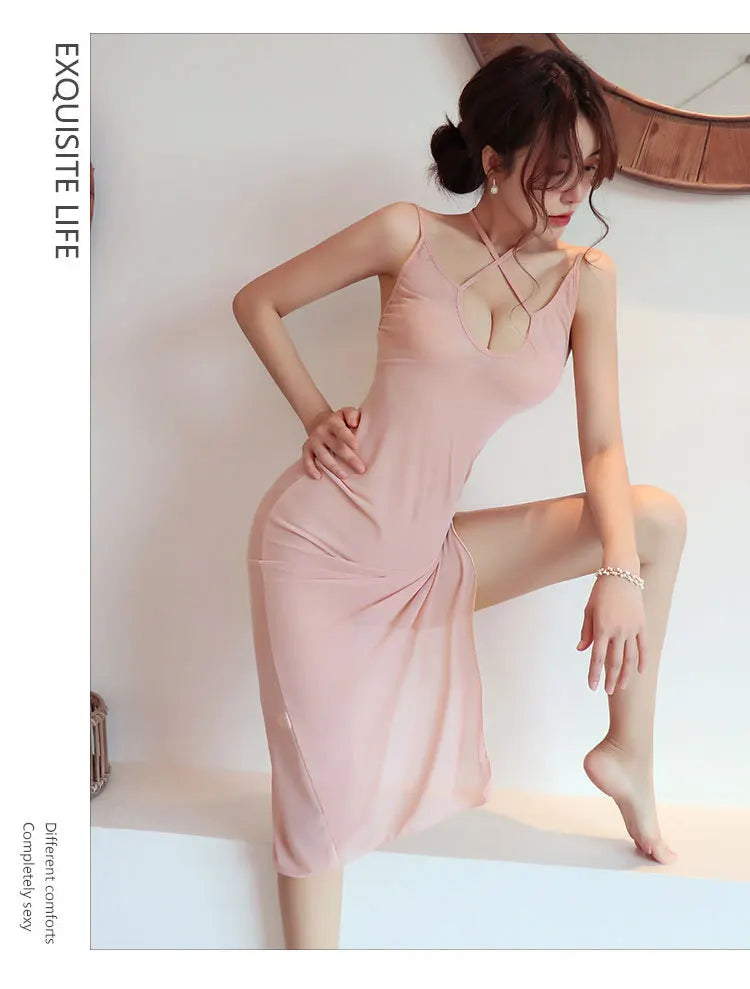 Thin Cute Long Sexy Perspective Nightclub Dress