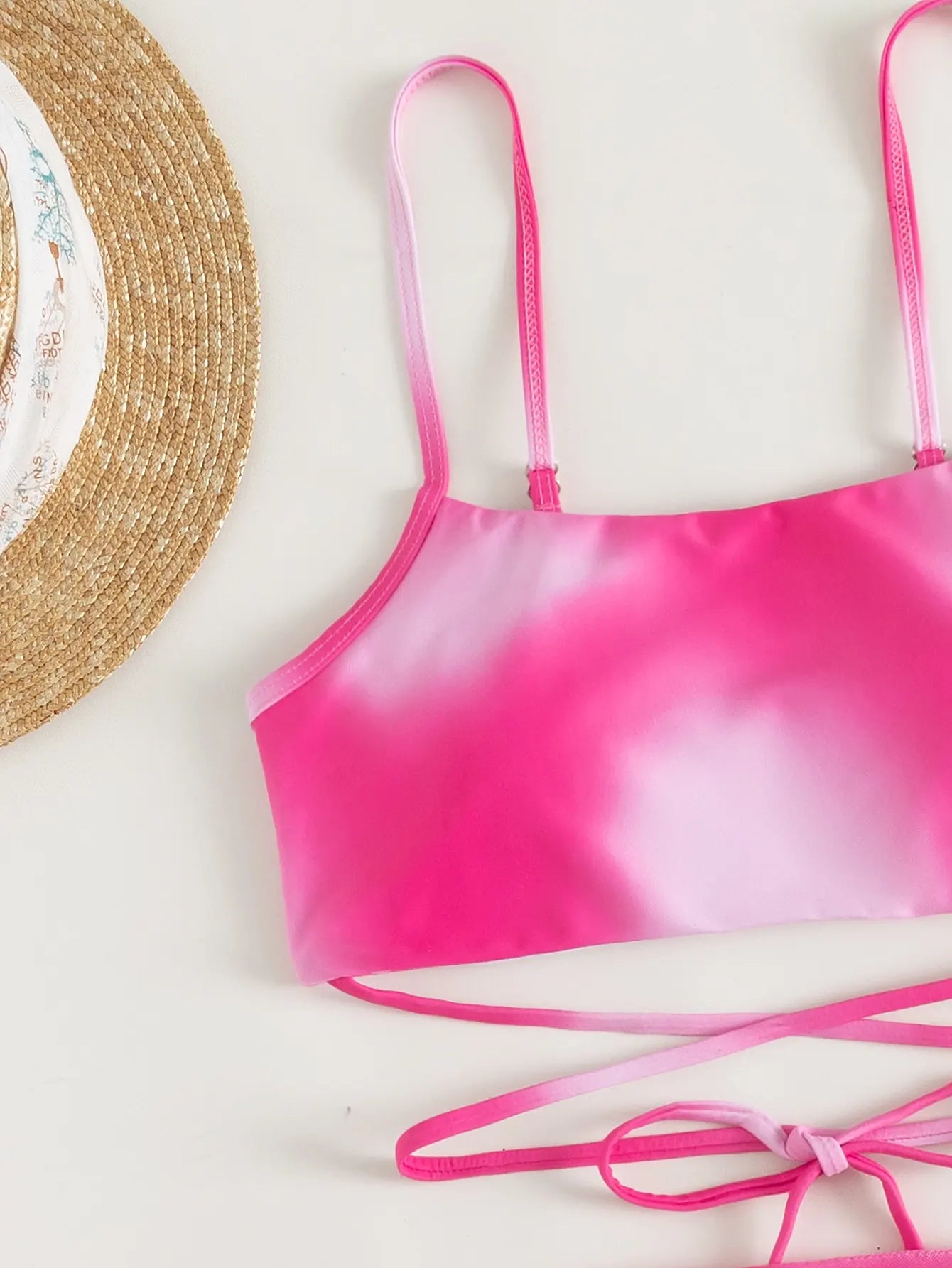 Sexy 3 Pieces Ombre Lace Up Bikini Swimsuit & Beach Skirt