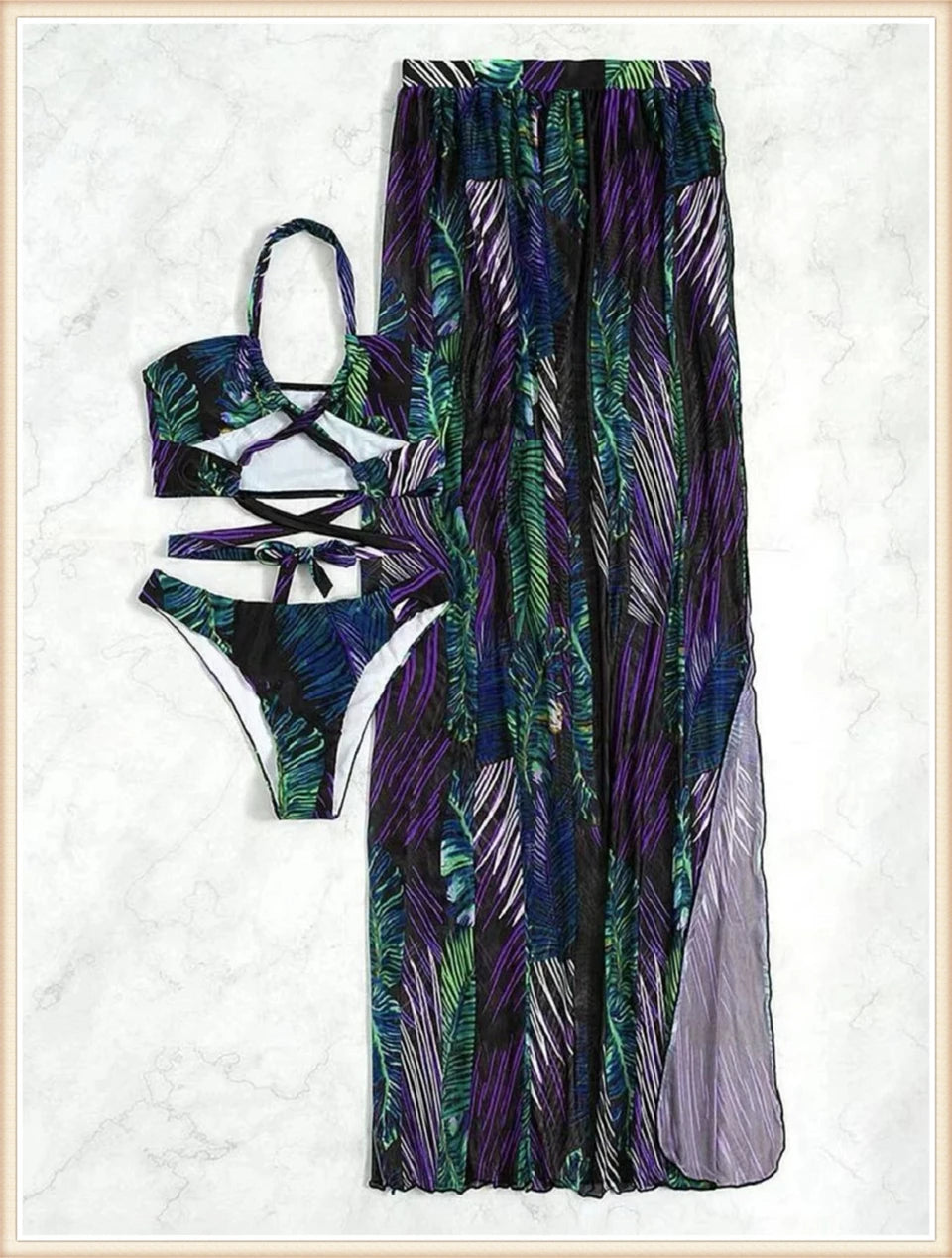Women Sexy Halter Swimsuit & Cover Up Pants Swimwear