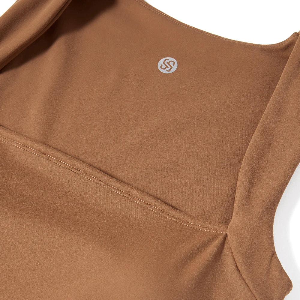 Women's Sleeveless Bodysuit Flared Pants with Square Neck