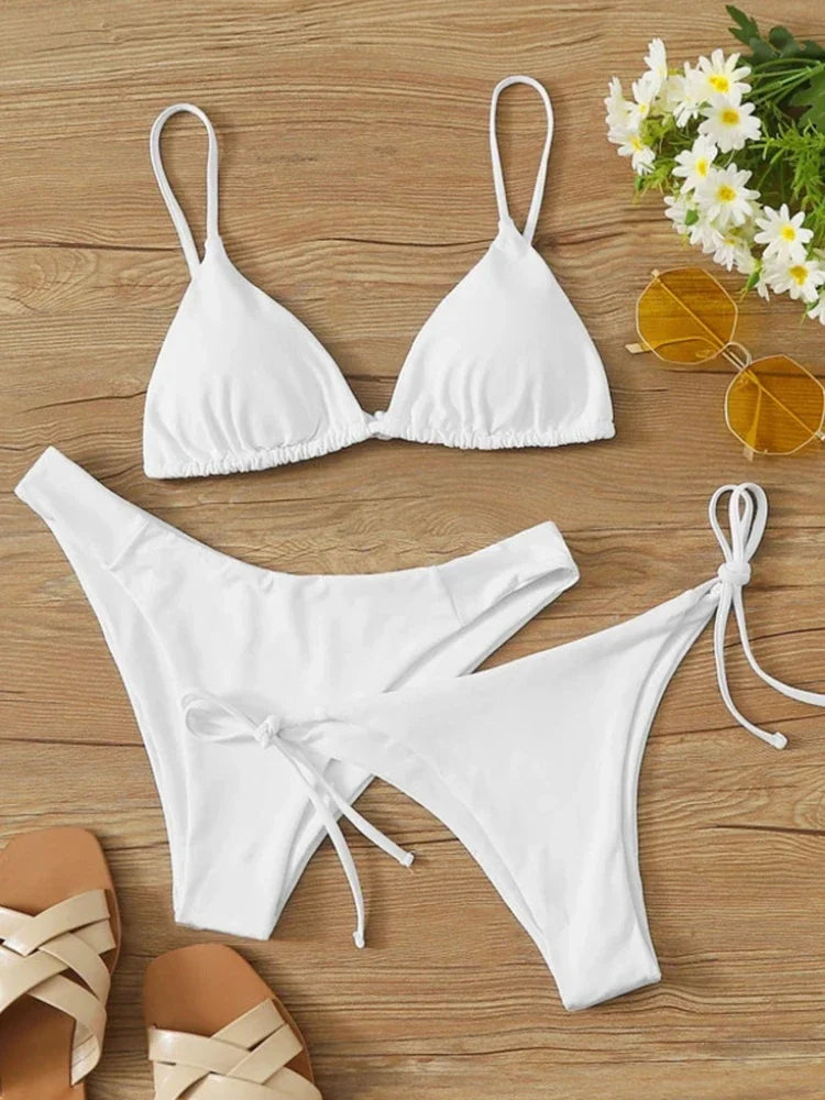 Solid Low Waist Swimsuit Beachwear Bathing Suit