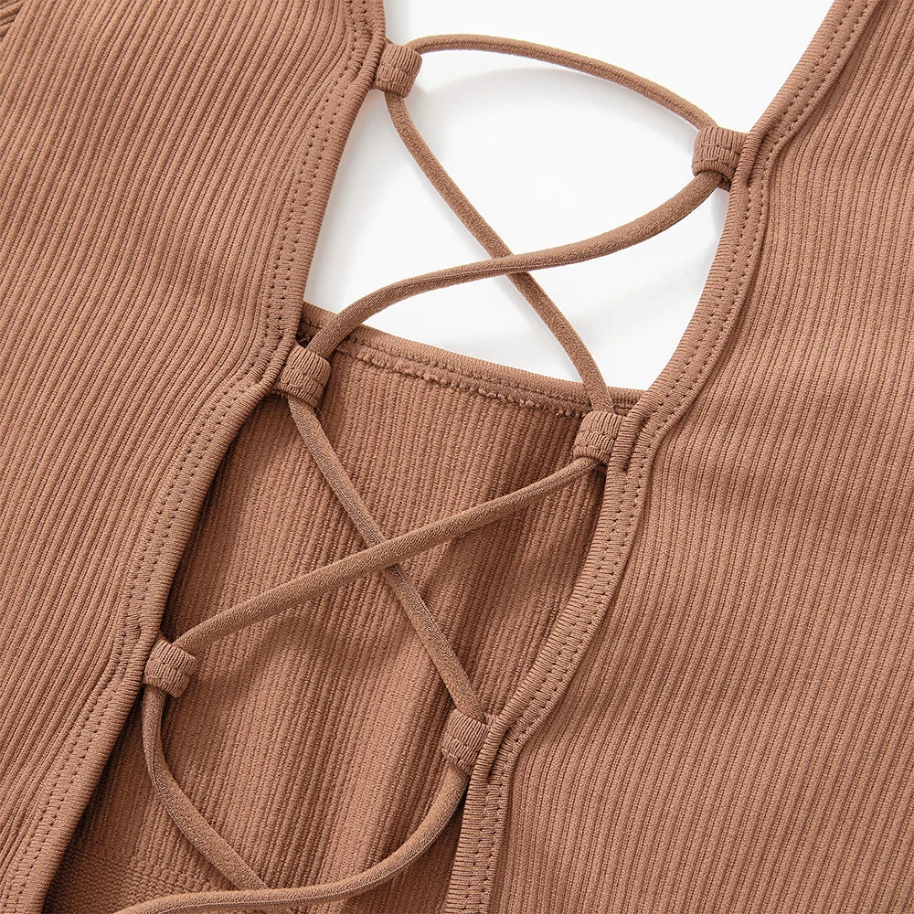 Women ‘s slim front Zipper Casual Brown Fitness Romper