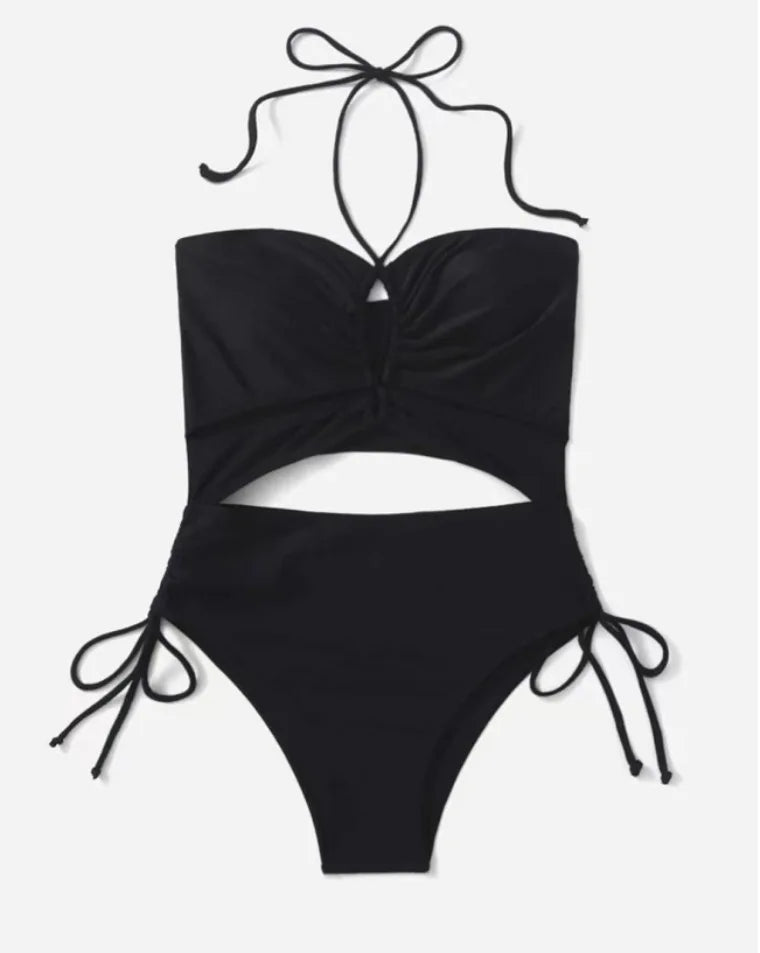 Sexy One Piece Swimsuit Black Swimwear New 2024 Women Cutout Monokini Brazilian Cut Bikinis Criss Cross Swimwear Bathing Suit