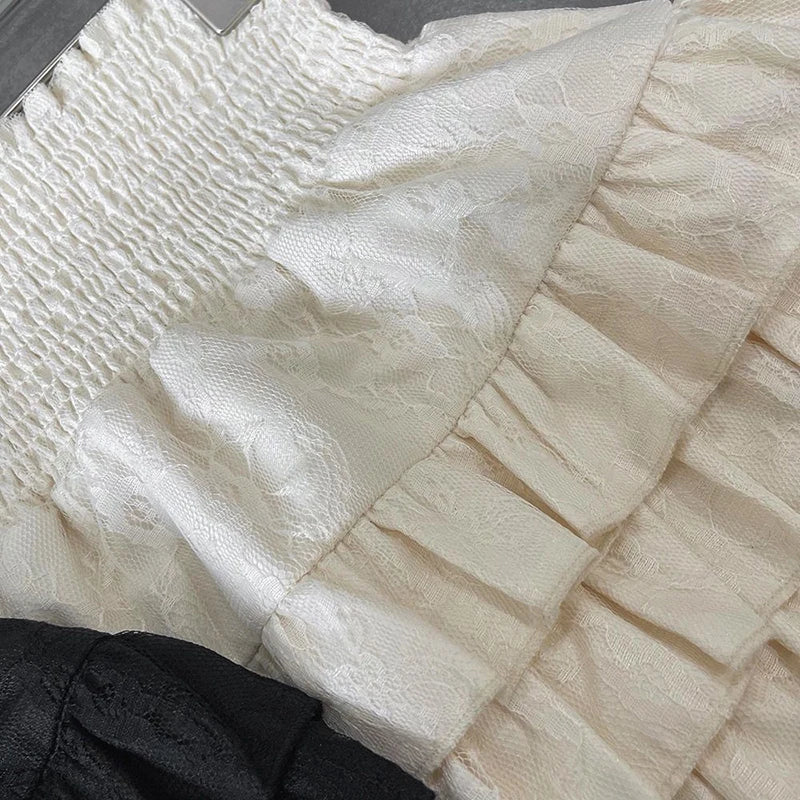 Women's Mini High Waist Lace A Line Streetwear Skirt