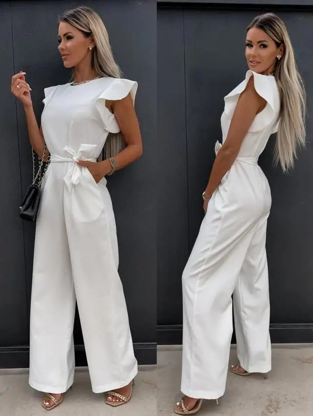 Elegant Short Sleeve Wide Leg Jumpsuit for Women