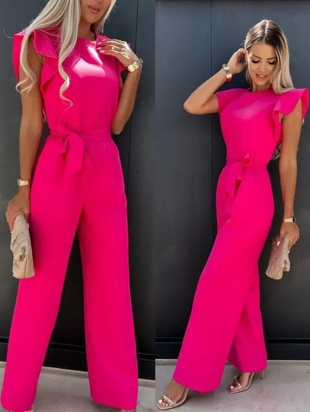 Elegant Short Sleeve Wide Leg Jumpsuit for Women