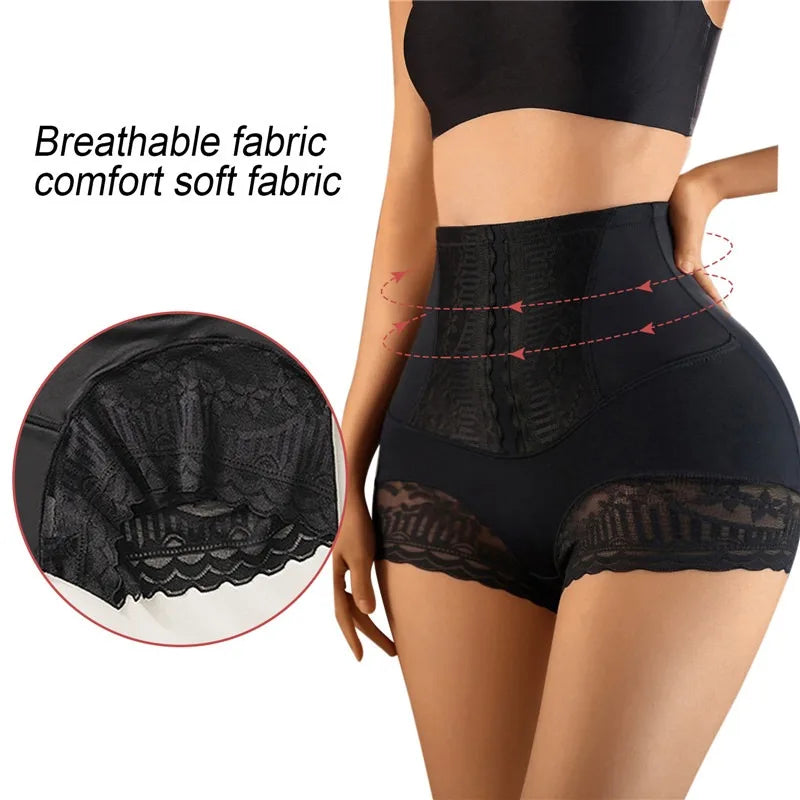 Women High Waist Control Seamless Lace Slimming Shapewear Panties
