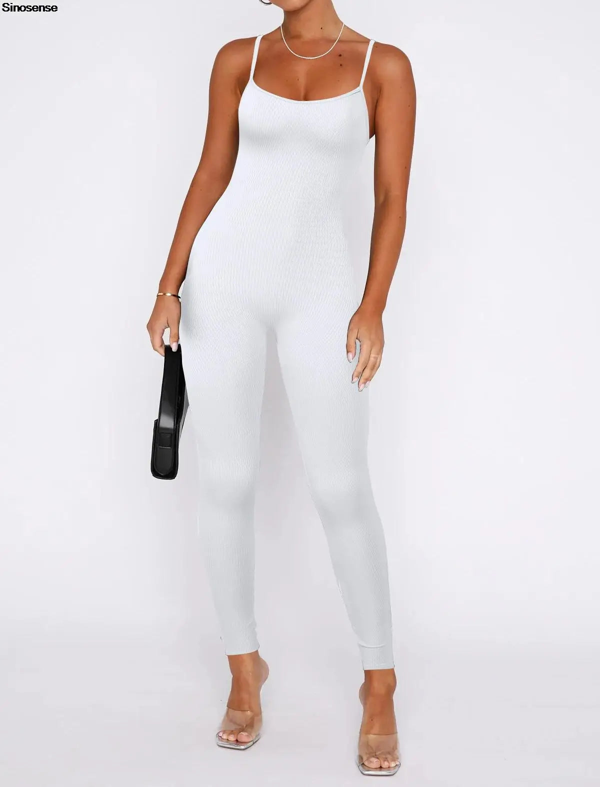 Women Workout Seamless One Piece Spaghetti Strap Yoga Jumpsuit