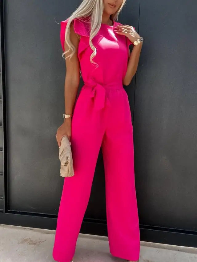 Elegant Short Sleeve Wide Leg Jumpsuit for Women