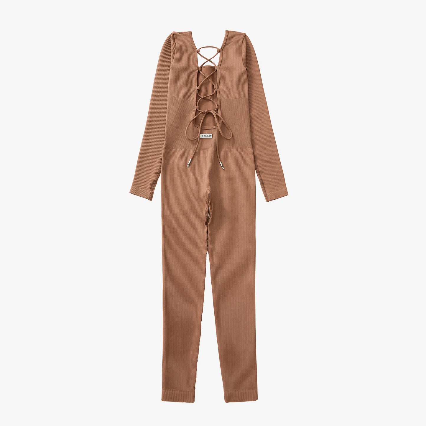 Women ‘s slim front Zipper Casual Brown Fitness Romper