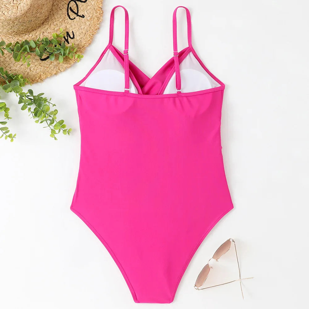 S - XXL Sexy Wrinkled One Piece Swimsuit Women