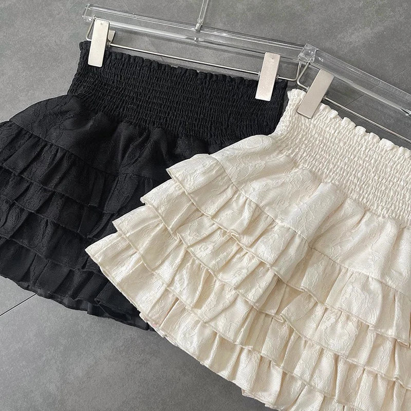 Women's Mini High Waist Lace A Line Streetwear Skirt