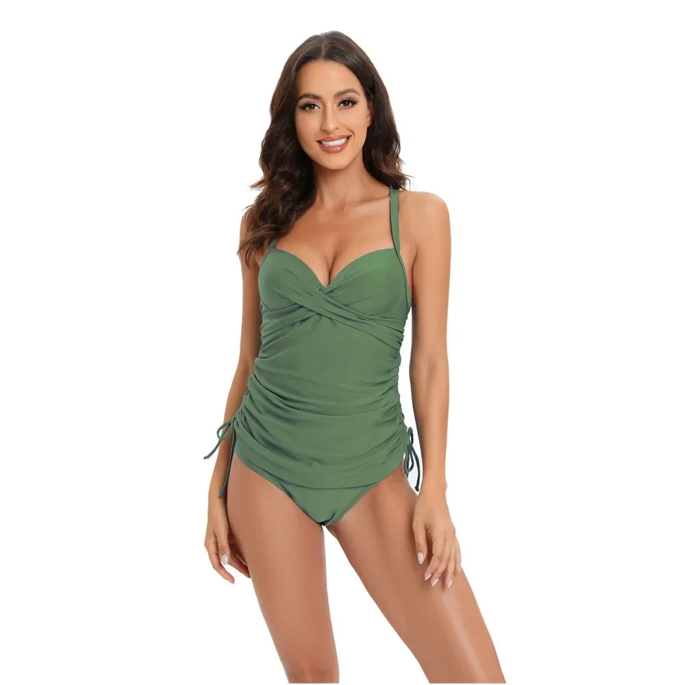Summer Two Pieces Swimsuits Woman High Waisted Swimwear
