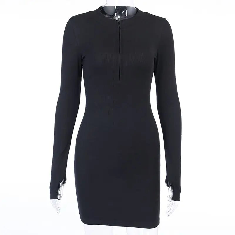 Black Sexy Long Sleeve Club Dress for Women