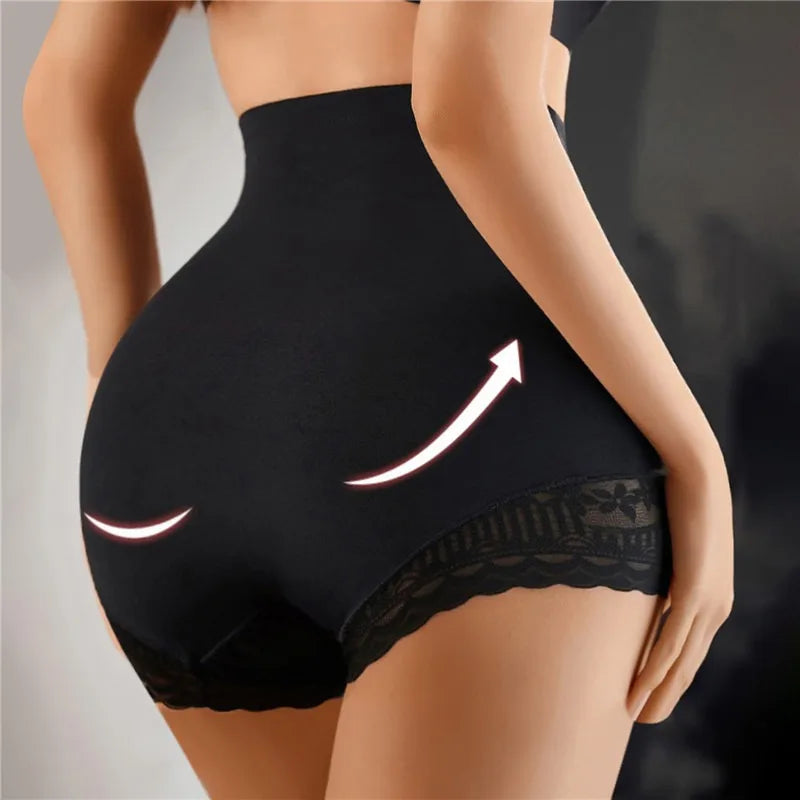 Women High Waist Control Seamless Lace Slimming Shapewear Panties