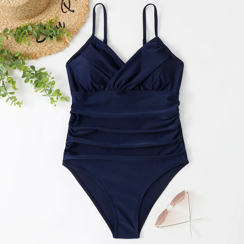 S - XXL Sexy Wrinkled One Piece Swimsuit Women
