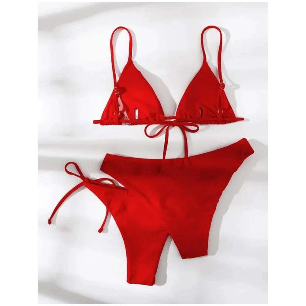 Solid Low Waist Swimsuit Beachwear Bathing Suit